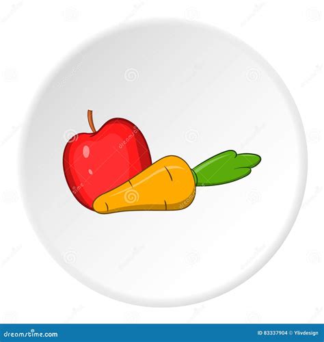 Apple And Carrot Icon Cartoon Style Stock Vector Illustration Of