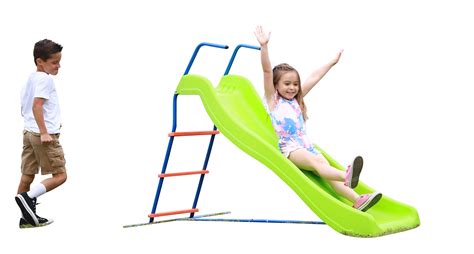 Kids 6ft Outdoor Slide Playground Slide: Freestanding Equipment Outdoor Playset for Children ...