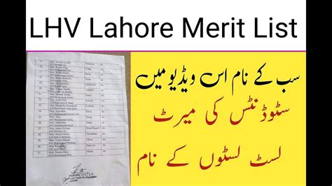 LhV Admission Lahore Merit List Punjab Lady Health Visitor Admission