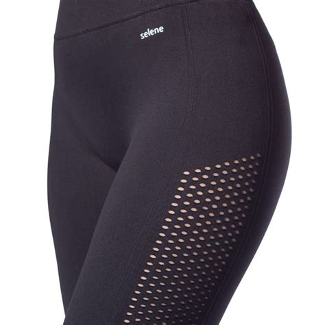 Legging Feminina Selene Sem Costura Detalhe Vazado Preto