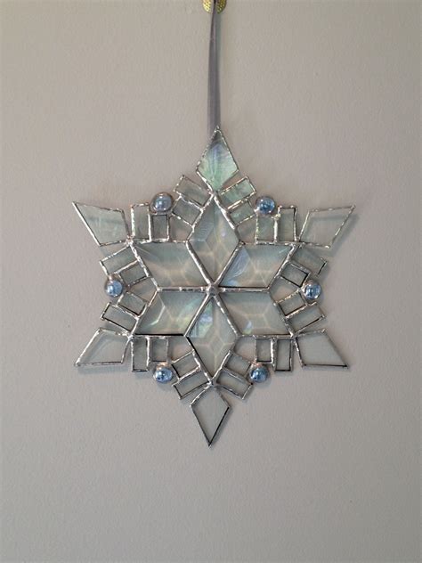 Snowflake Stained Glass Ornaments Stained Glass Christmas Stained