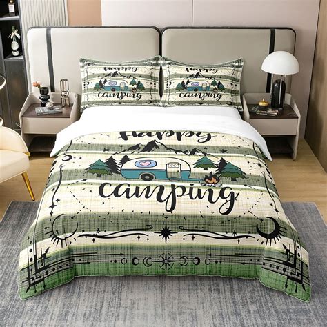 Yst Happy Camping Organic Cotton Bedding Set Full Size Green