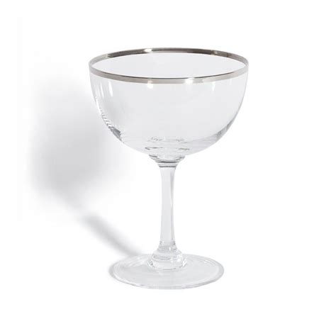 Eltham Silver Rimmed Champagne Coupes Set Of Six Crystal Glassware Champagne