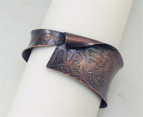 Etched Copper Cuff Bracelet Copper Cuff Anticlastic Copper Etsy