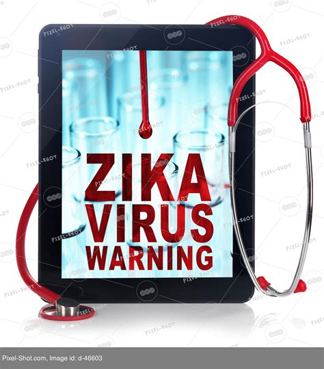 Zika virus danger concept. Text zika virus control on tablet screen