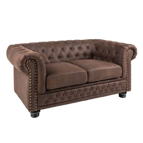 Canapea Clasica Stil Englezesc Chesterfield II 2 Locuri Maro Vintage