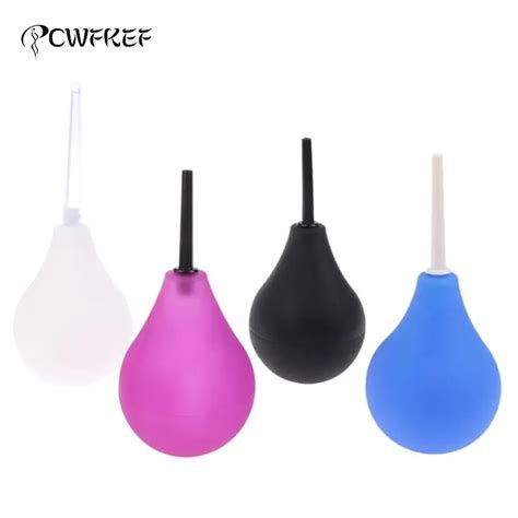 224ml Pear Shaped Enema Rectal Shower Cleaning System Silicone Gel Blue Ball For Anal Anus Colon