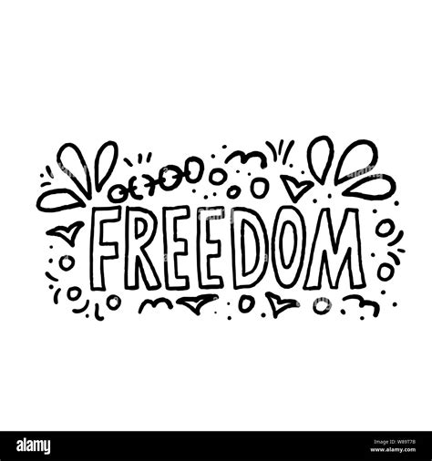 Freedom Message In Doodle Style Hand Drawn Lettering With Sdecoration