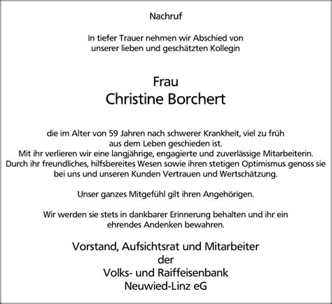 Traueranzeigen Von Christine Borchert Rz Trauer De