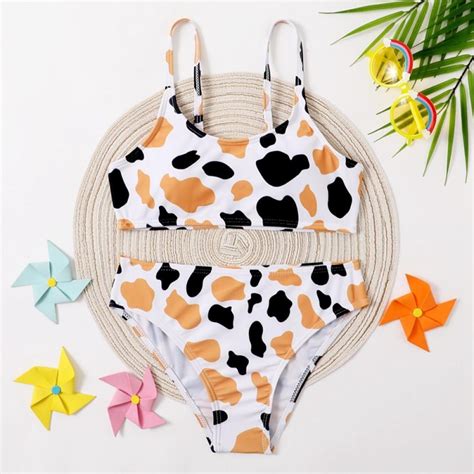 Bullpiano Girls Summer Swimsuits Big Girls Bikinis Bathing Suit With Chest Pad 2 Pieces Size