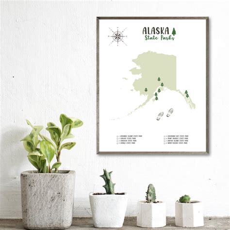 Alaska State Parks Map | Alaska Map Print | Gift For Hiker – Nomadic Spices