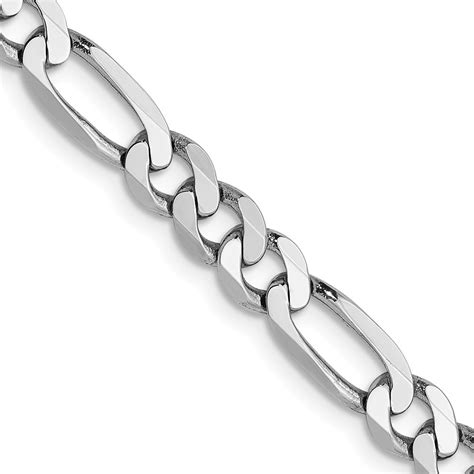 Auriga Fine Jewelry 14K White Gold 5 Mm Flat Figaro Chain Necklace For