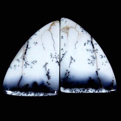 41 05Cts 21X29X4mm 100 Natural Dendrite Opal Fancy Cab Matched Pair