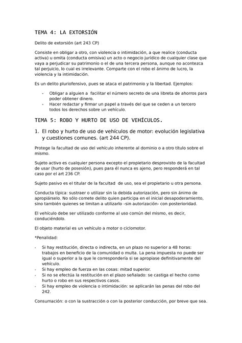 TEMA 4 y 5 TEMA 4 LA EXTORSIÓN Delito de