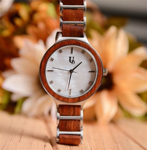 Tulip Wooden Watch For Women With Wood And Stainless Steel Combined Watc Wood Wedding Band