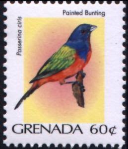 Stamp Painted Bunting Passerina Ciris Grenada Birds Mi Gd