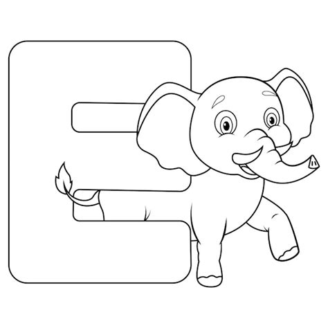 Ilustración de la letra e para elefante Vector Premium