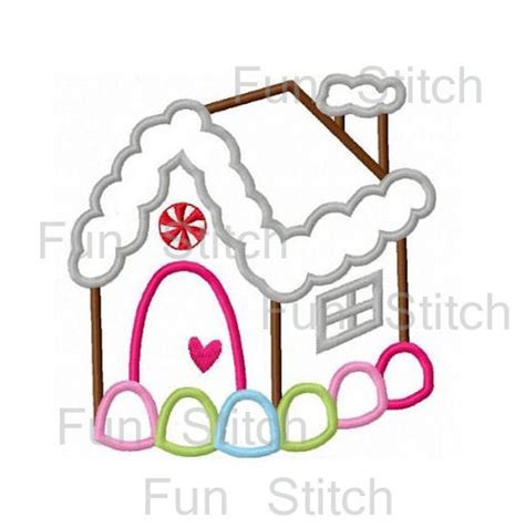 Christmas Gingerbread House Applique Machine Embroidery Design Etsy