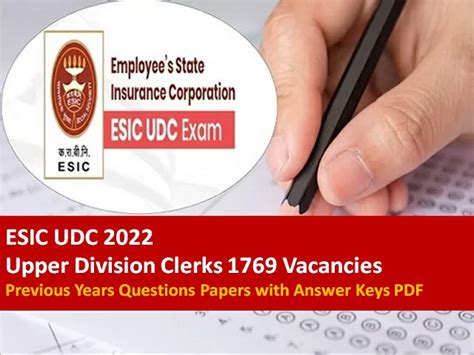 Esic Udc Check Previous Years Questions Papers With Answer Keys