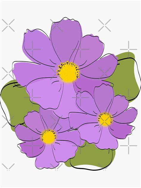 Three Beautiful Purple Flowers Sticker For Sale By Sungraphicart Redbubble