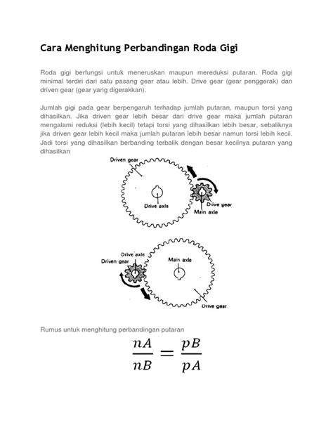 Cara Menghitung Perbandingan Roda Gigi Pdf