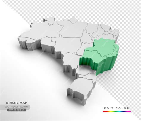 Mapa Isométrico Do Brasil Com ênfase Na Região Sudeste Em Renderização