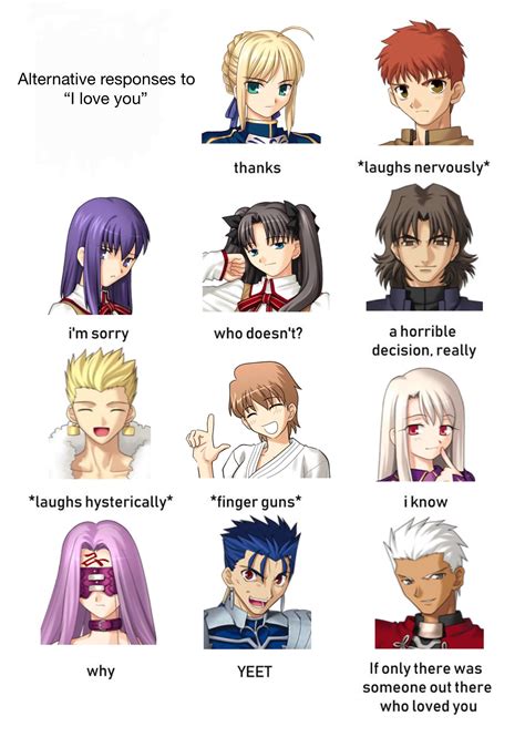 Fate stay night characters respond to "I love you" : r/fatestaynight