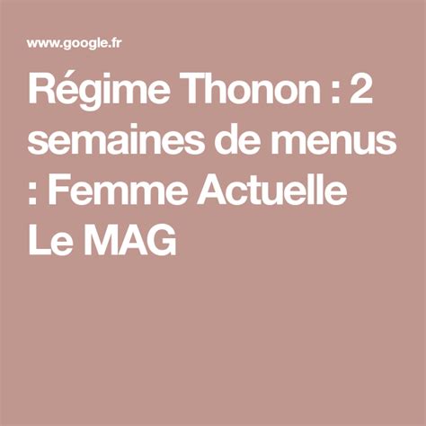 R Gime Thonon Semaines De Menus Regime Thonon R Gime Regime