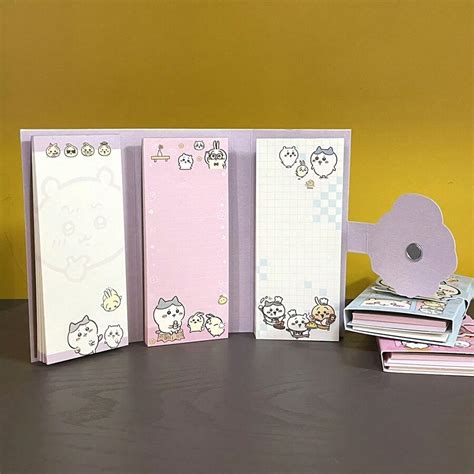 Miniso Chiikawa Cute Cartoon A Tri Fold Magnetic Closure Notebook