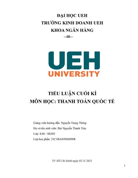 TIỂU LUẬN CUỐI KÌ 312010 21087 BÙI Nguyên Thanh TRÚC Đ䄃I H伃C UEH