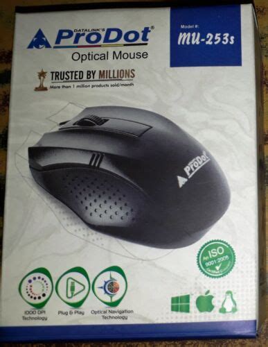 Prodot Optical USB Computer Wired Mouse Mu 253s Made In India Free