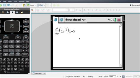 TI NSPIRE CX CAS Derivative At A Point Tutorial YouTube