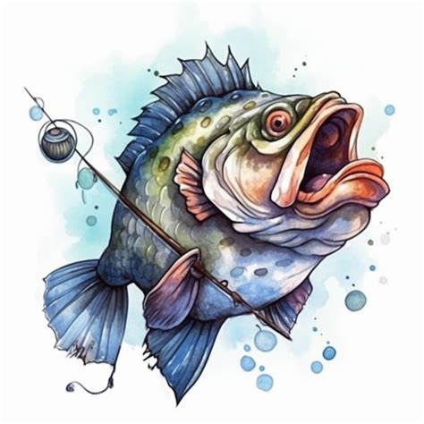 Premium AI Image A Watercolor Painting Of A Large Mouth Bass With A