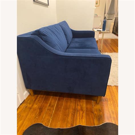 West Elm Paidge Ink Blue Velvet Sofa AptDeco