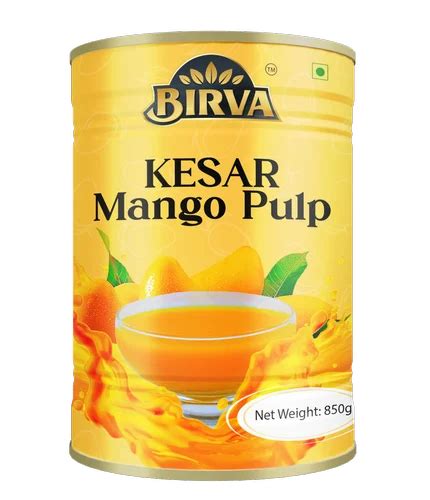 Yellow Birva Kesar Mango Pulp Packaging Type Tin Packaging Size