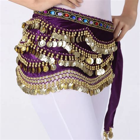 Original Belly Dance Belt Belts 13 Color Velvet Matel Coins Dance Hip