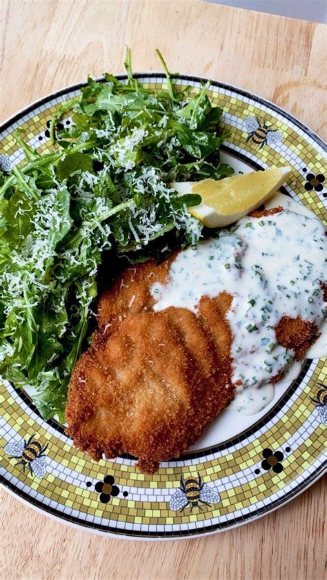 Chicken Schnitzel With Herb Lemon Dijon Sauce Dining By Kelly Recipe Chicken Schnitzel