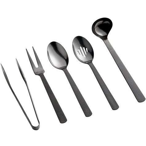 American Metalcraft 5 Piece Hammered Black Vintage Serving Utensil Set