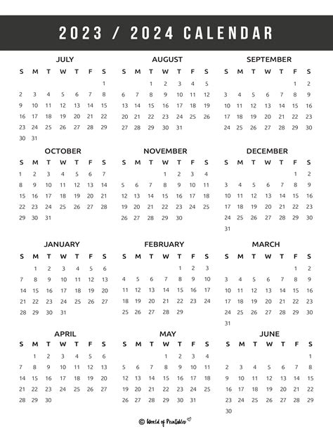 Printable Calendar August Through May Calendar