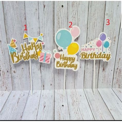 Jual Topper Happy Birthday Topper Ulang Tahun Hiasan Kue Tusuk