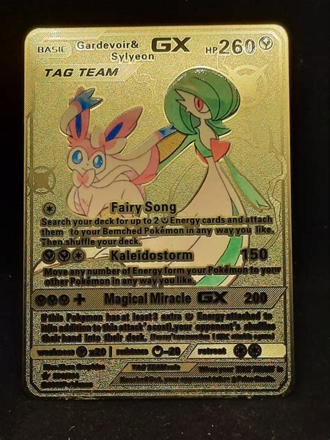 Gardevoir And Sylveon Gx Gold Metal Pokemon Card Etsy