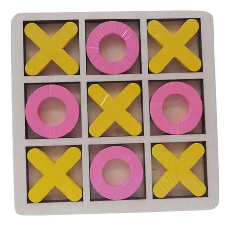 Jogo De Madeira Tic Tac Toe Jogo De Tabuleiro Rosa Amarelo