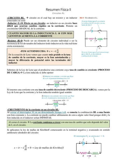 Resumen Física II Circuitos RL Emi De Leonardi uDocz