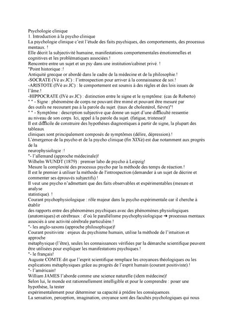 Resume prorpe PSY Clinique Psychologie clinique Introduction à la