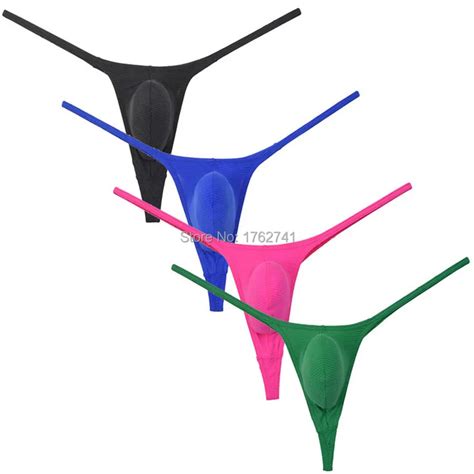 Men S Ice Silk Micro Thong Underwear Posing Contoured Pouch Bikini