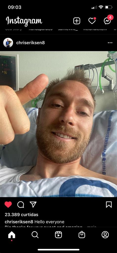 Christian Eriksen Posta Foto E Agradece Carinho Recebido Ap S Mal