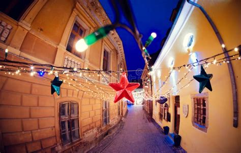 Christmas Decorations on the Streets of Brasov, Romania Editorial Stock ...