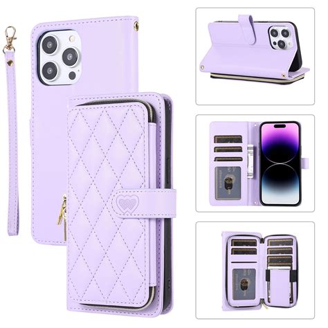 Elehold Leather Wallet Case For Iphone Pro Max With Zipper Card