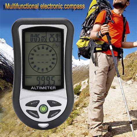 Black Multi Function Digital Altimeter Barometer Compass Weather