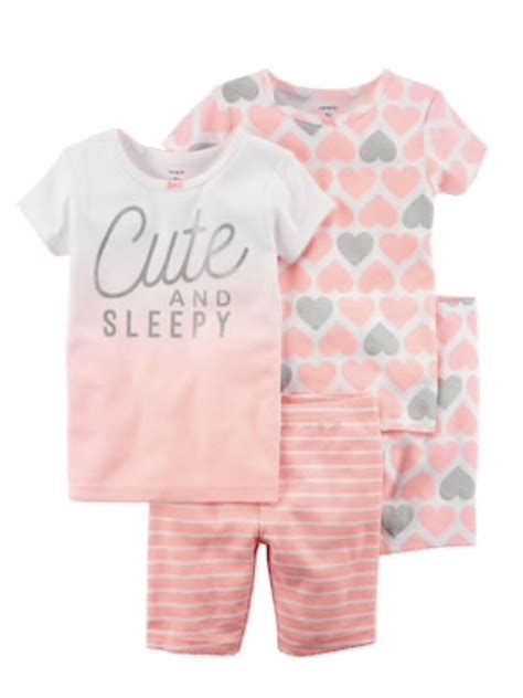 Carters Girls 4 Piece Pajama Pjs Set Size 4 Cute And Sleepy Cotton